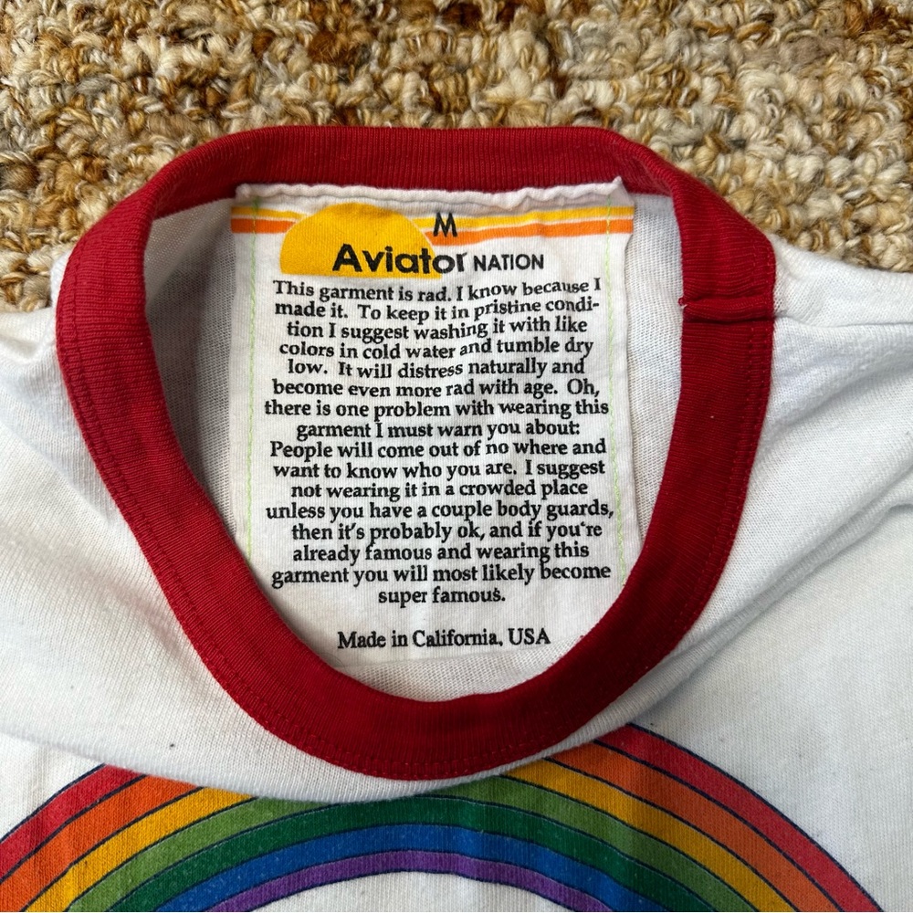 ❤️SOLD❤️Aviation Nation Retro Rainbow Ringer Tee - Picture 3 of 8